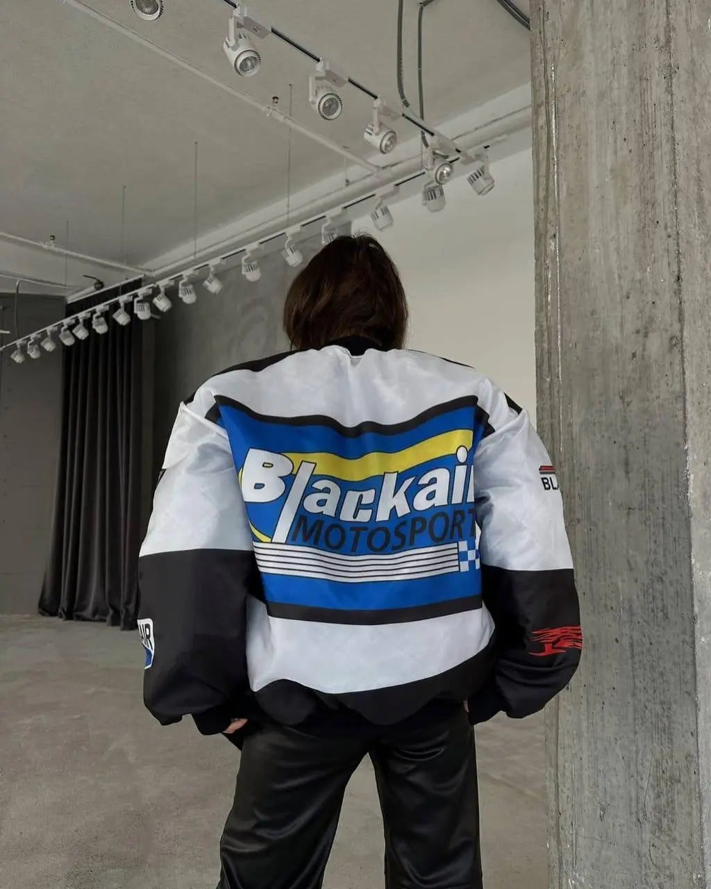 Black Air Vintage Racing Jacket – Oversized Streetwear Zip-Up | ECLATTE Eclatte