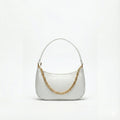 White Croc Embossed Shoulder Bag With Gold Chain | ECLATTE Eclatte