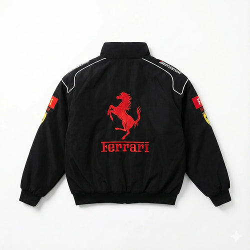 Black Ferrari F1 Jacket Vintage Unisex | Rare Racing Icon Formula 1 Collectible Eclatte