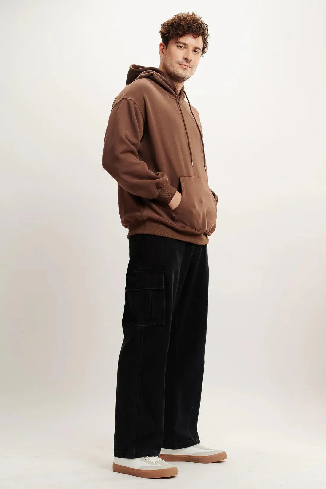 MEN'S BROWN PULL OVER HOODIE - ECLATTE