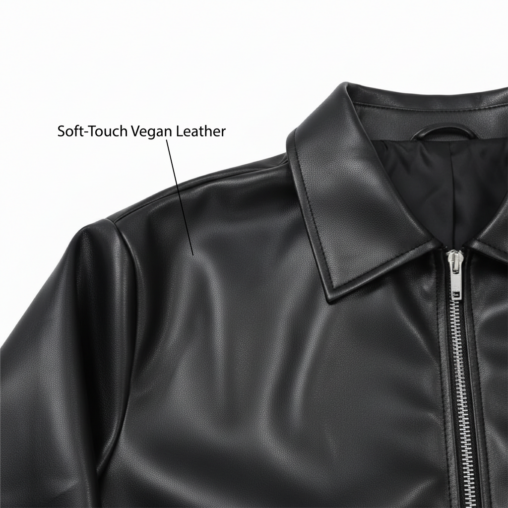 Black Leather Jacket with Collar & Buttons for Men & Women — Eclatte