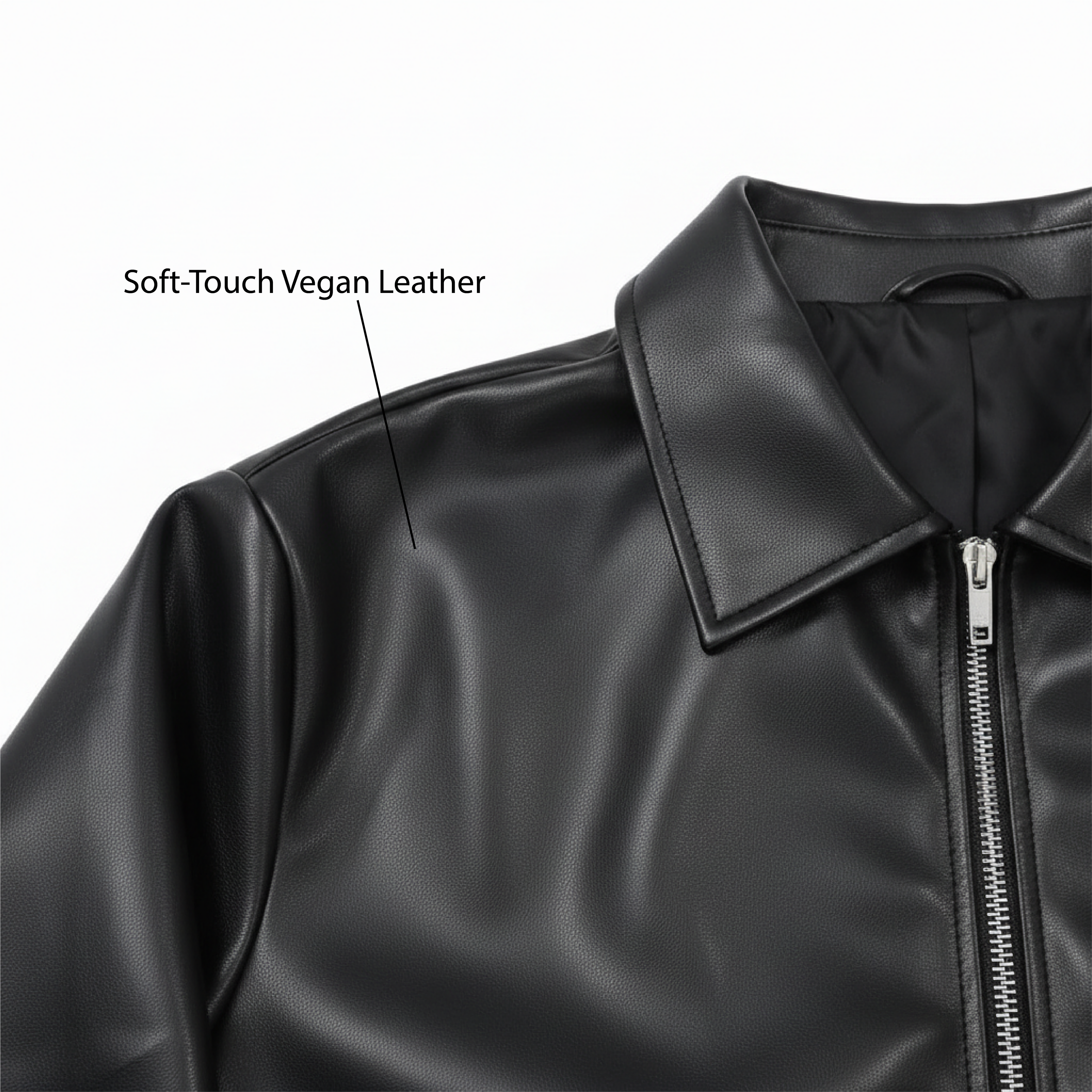 Black Leather Jacket with Collar & Buttons for Men & Women — Eclatte