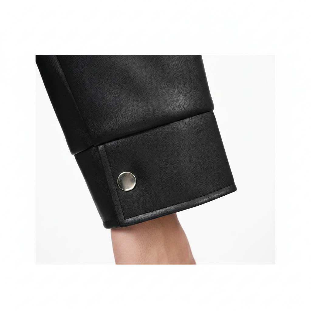 Black Leather Jacket with Collar & Buttons for Men & Women — Eclatte