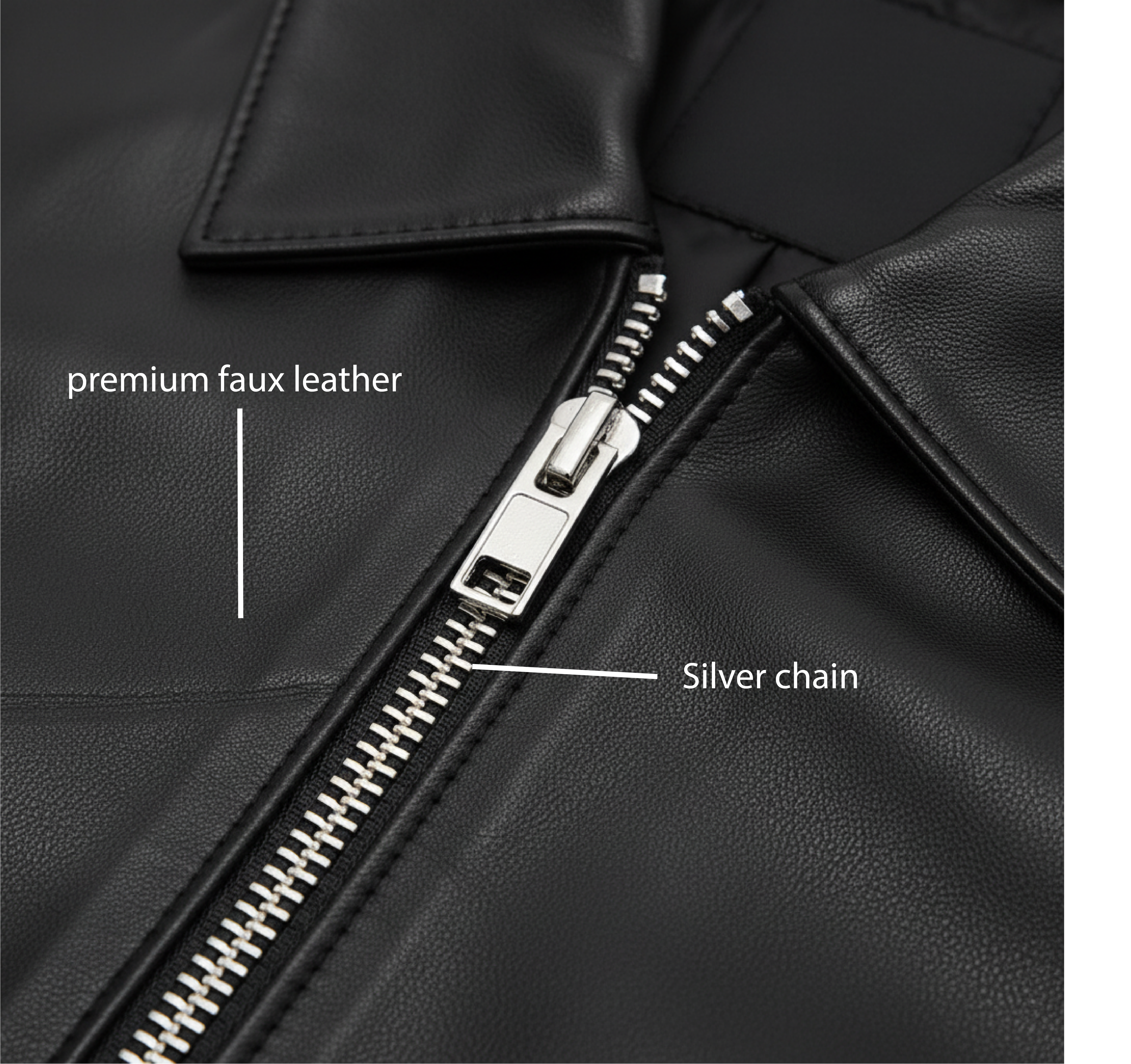 Black Leather Jacket with Collar & Buttons for Men & Women — Eclatte