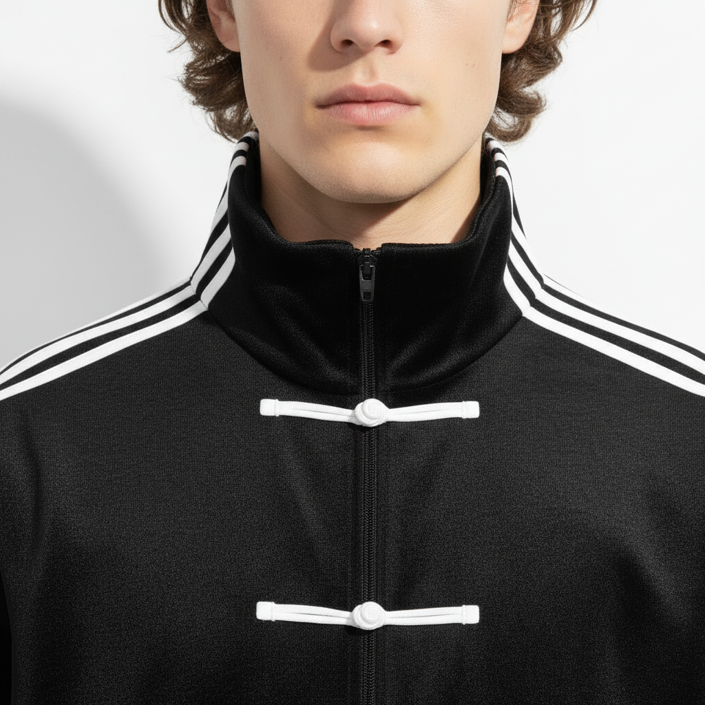 Black CNY Track Jacket | Chinese New Year Frog Button Streetwear Jacket for Men - Eclatte