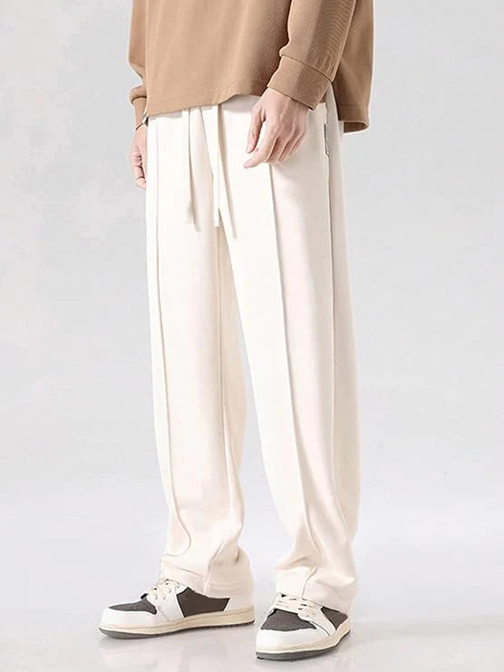 WHITE LOOSE FIT SIDE STRIPED TRACK PANTS FOR MEN - ECLATTE