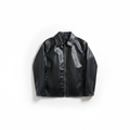 Black Leather Jacket Men with Collar — Zip Front, Slim Fit