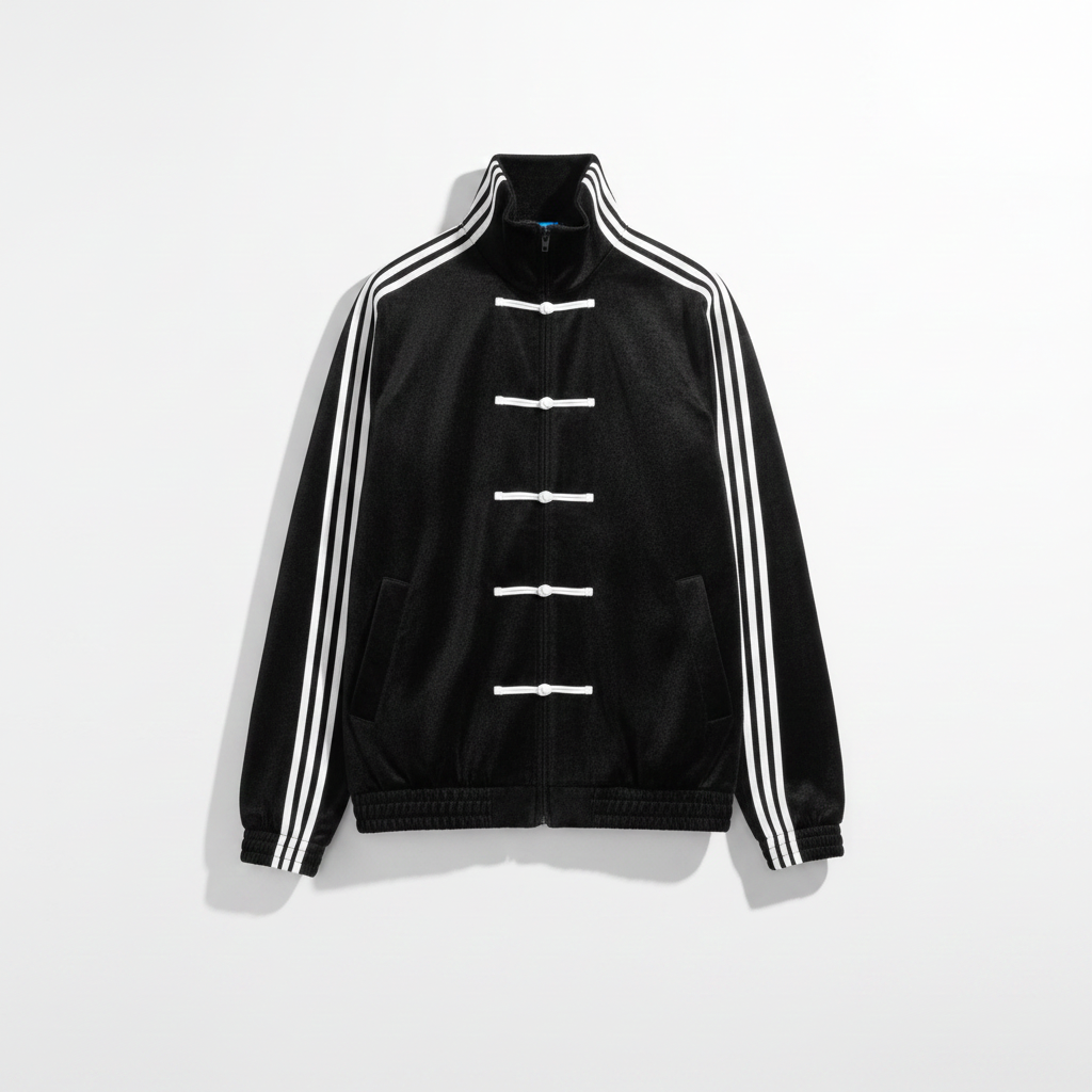 Black CNY Track Jacket | Chinese New Year Frog Button Streetwear Jacket for Men - Eclatte