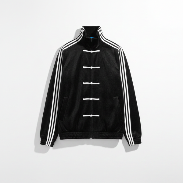 Black CNY Track Jacket | Chinese New Year Frog Button Streetwear Jacket for Men - Eclatte
