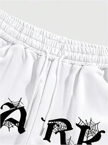 WHITE GOTHIC BAGGY PANTS - OVERSIZED STREETWEAR WITH DARK WEB PRINT Eclatte