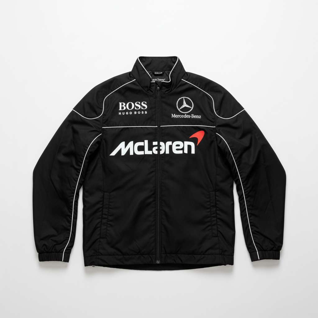Mercedes Racing Jacket Front View - Vintage AMG Style Jacket | Eclatte