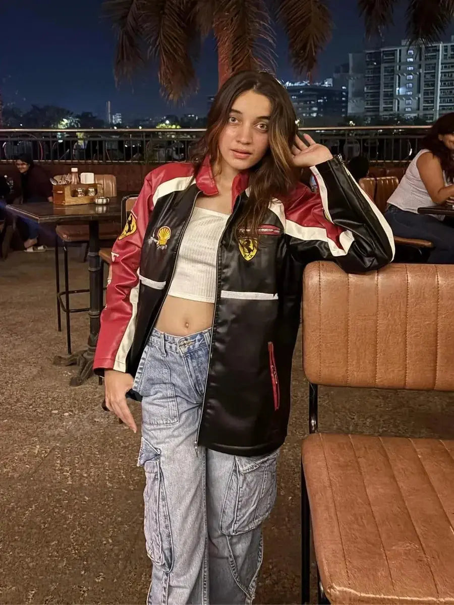 FERRARI RACING LEATHER JACKET- F1 INSPIRED STREETWEAR | ECLATTE Eclatte