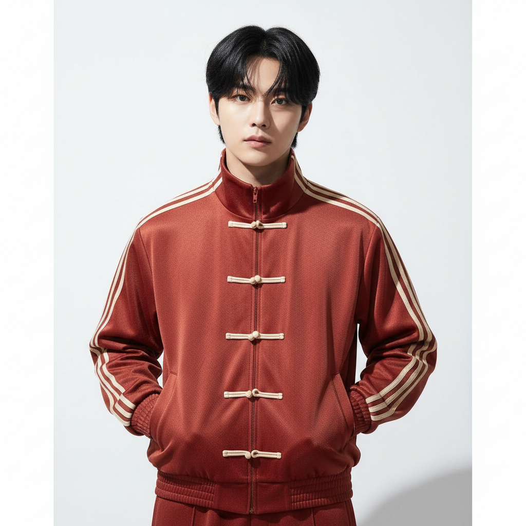 Red CNY Track Jacket | Chinese Frog Button  Streetwear Jacket for Men | Eclatte