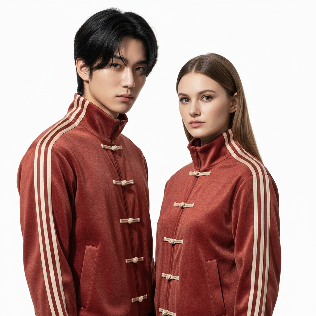 Red CNY Track Jacket | Chinese Frog Button  Streetwear Jacket for Men | Eclatte