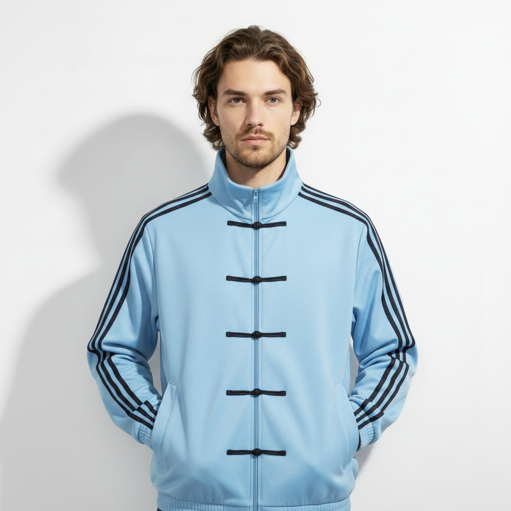 Sky Blue CNY Track Jacket | Chinese Frog Button  Streetwear Jacket | Eclatte