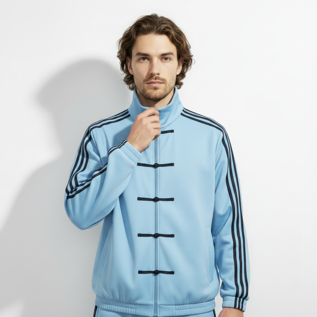 Sky Blue CNY Track Jacket | Chinese Frog Button  Streetwear Jacket | Eclatte