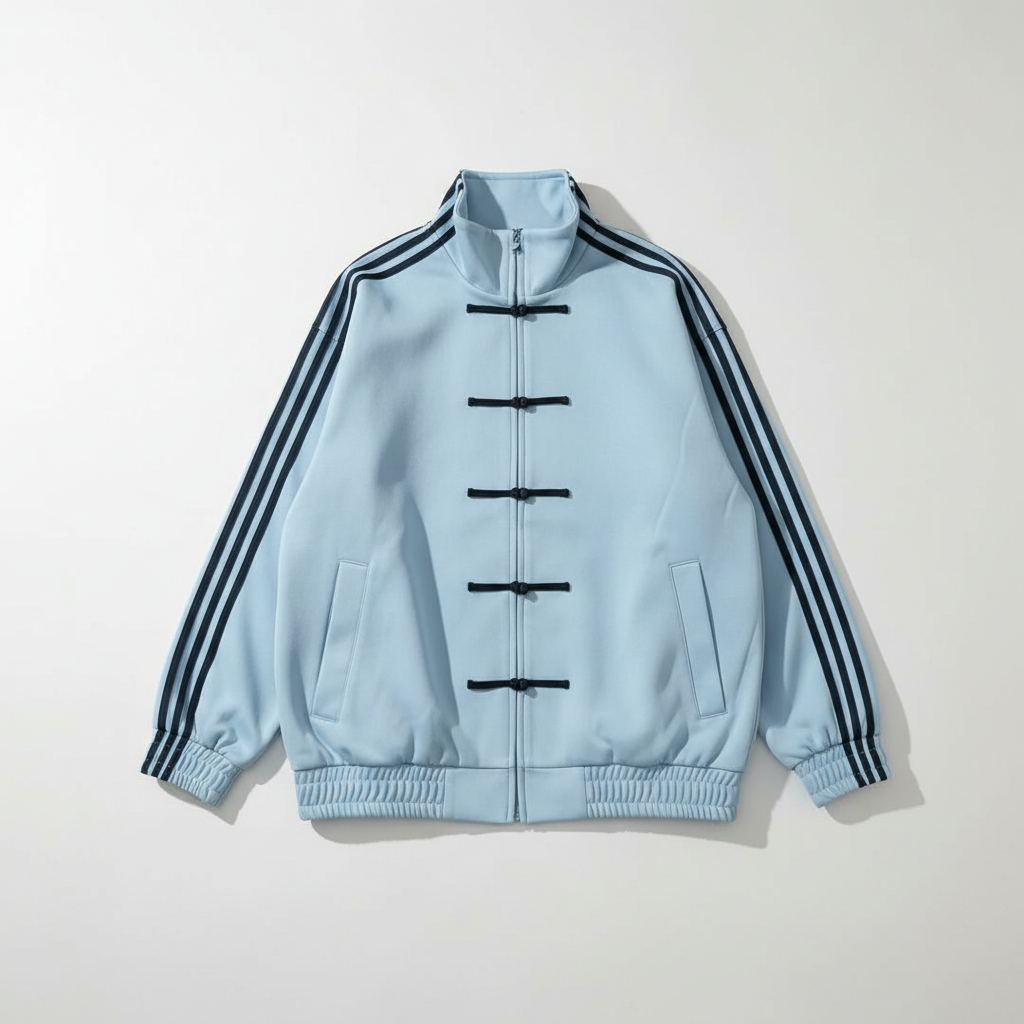 Sky Blue CNY Track Jacket | Chinese Frog Button  Streetwear Jacket | Eclatte