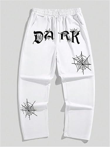 WHITE GOTHIC BAGGY PANTS - OVERSIZED STREETWEAR WITH DARK WEB PRINT